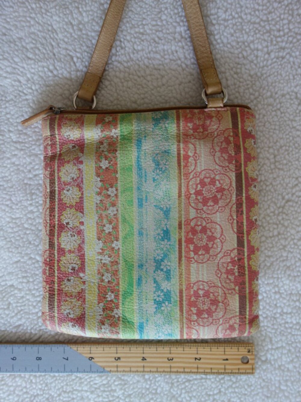 FOSSIL Leather Floral Paisley Multi-Color Boho CrossBody Purse - Picture 3 of 7
